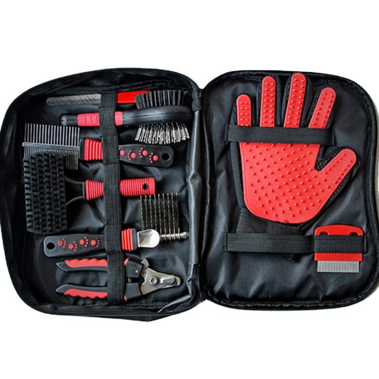 Kit Toilettage Animal 9 Pièces / Peigne Inox & Gant Massage