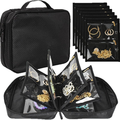 Trousse Rangement Bijoux PVC Transparent & Velours — Multi-Compartiments