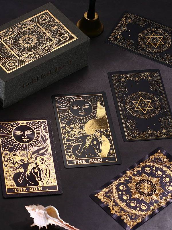 Jeu de Tarot Classique Feuille d'Or 78 Cartes avec Guide
