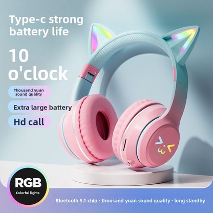 Casque Gaming Bluetooth Oreilles de Chat LED