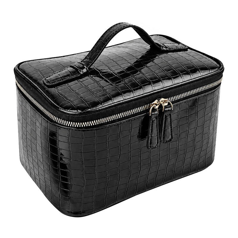 Trousse Maquillage Texture Croco PU Imperméable — Grande Capacité / 4 Coloris