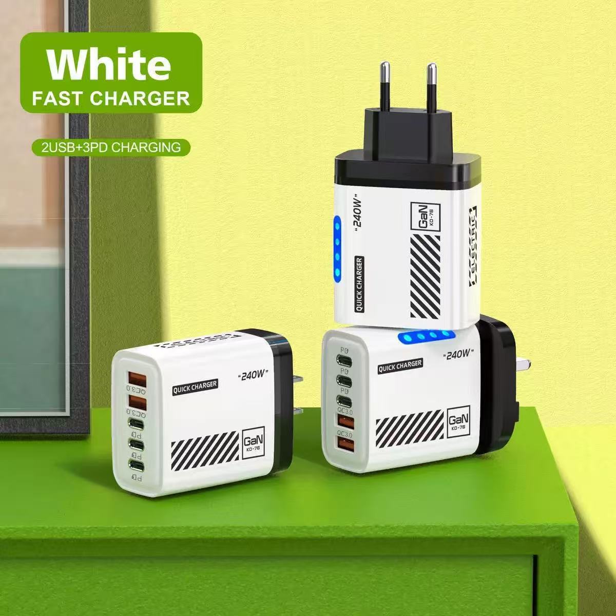 Chargeur Multiport 240W — 3 USB-C PD + 2 USB-A / Indicateur LED