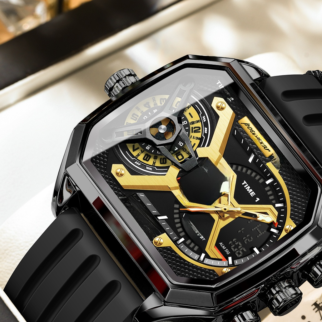 Herenhorloge met dubbele weergave en verlichting