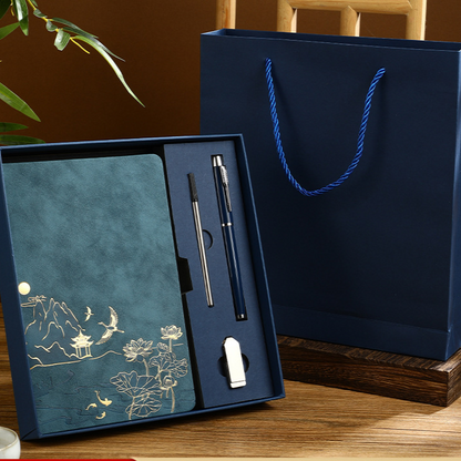 Coffret Carnet A5 en Simili Cuir avec Dorure