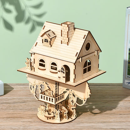 Puzzle 3D en Bois de Style Européen — Modèle Architectural À Assembler