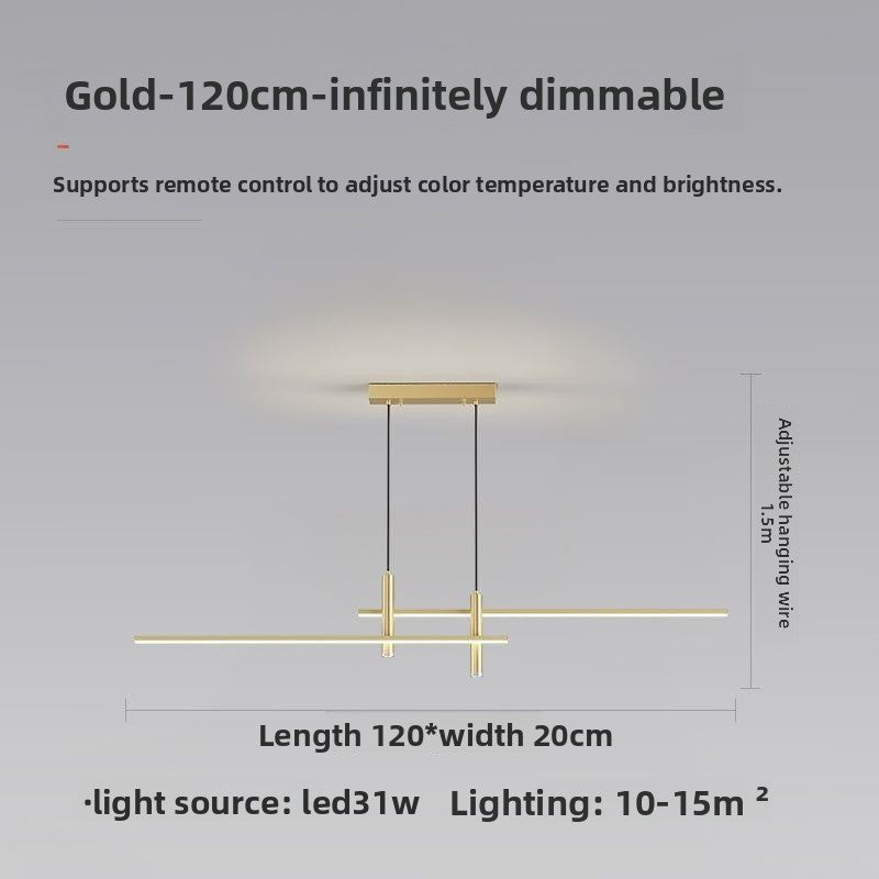 Suspension Linéaire Moderne à Intensité Variable — LED 31W / Noir & Or