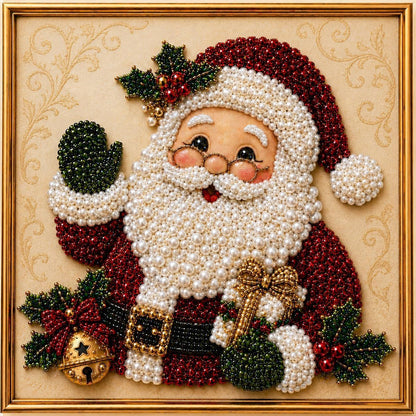 Peinture Diamant à la Perle — Kit DIY Thème Noël / 20×20 cm / Cadre Inclus