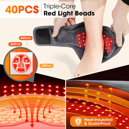 FootGlow Pro – Masseur Cheville Lumière Rouge 40 LED | Chaleur & Vibration Sans Fil
