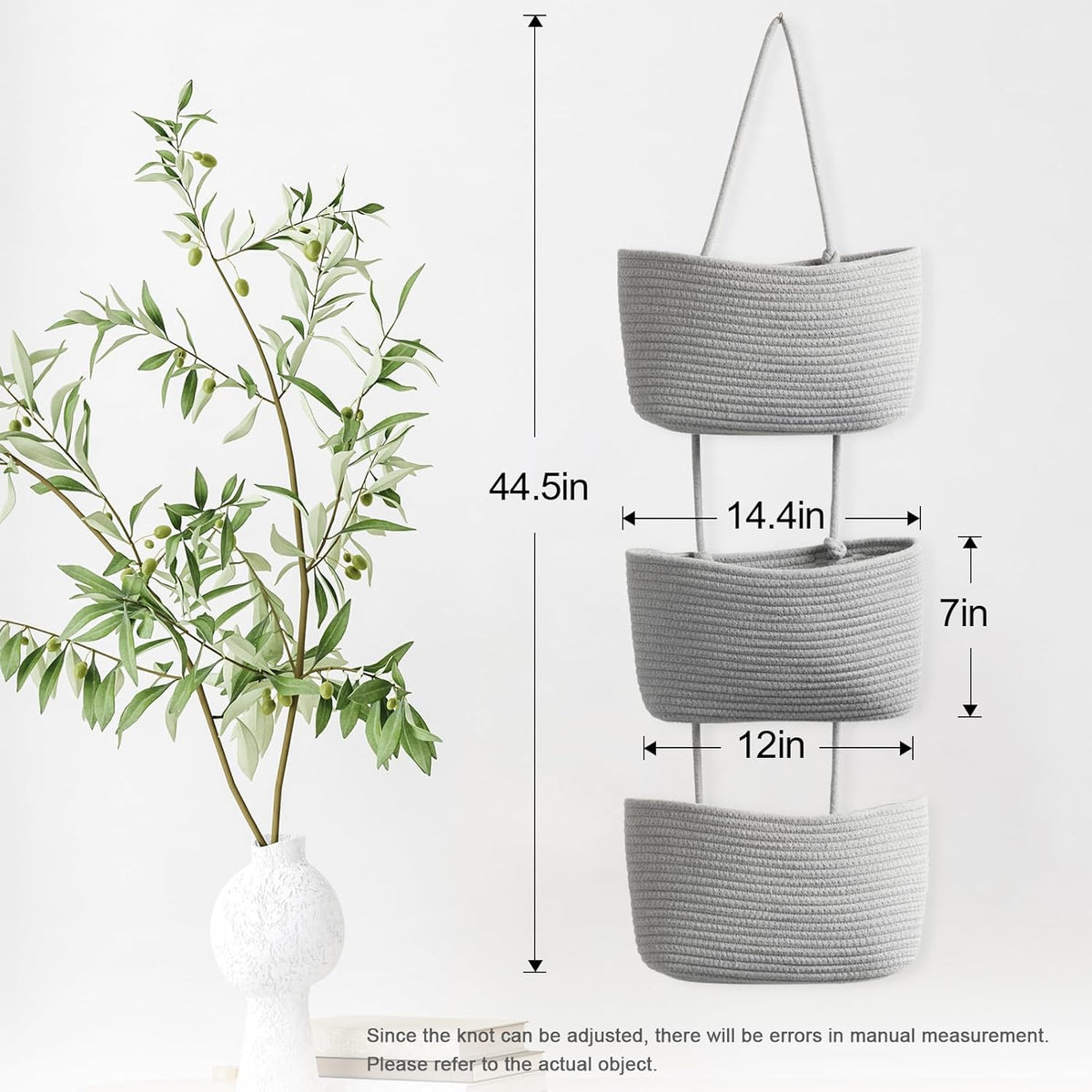 Panier Mural 3 Niveaux Corde Coton XXL — 4 Coloris