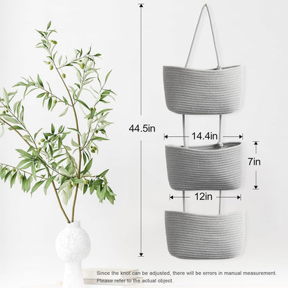 Panier Mural 3 Niveaux Corde Coton XXL — 4 Coloris