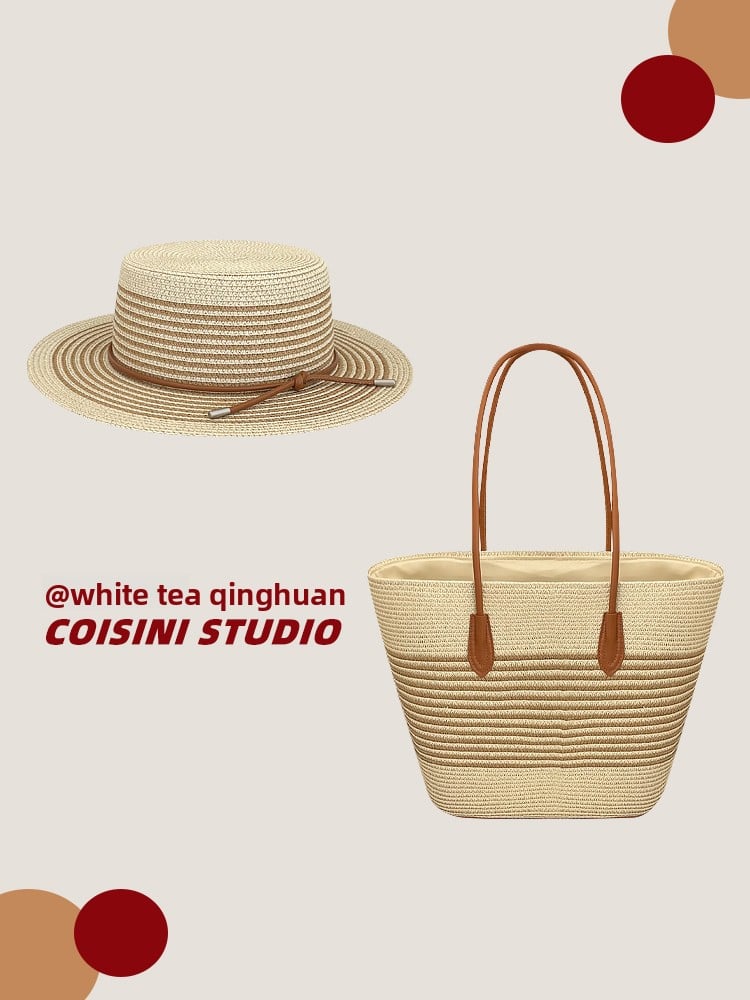 StrawSet – Kit Sac Cabas + Chapeau Paille Tressé Femme