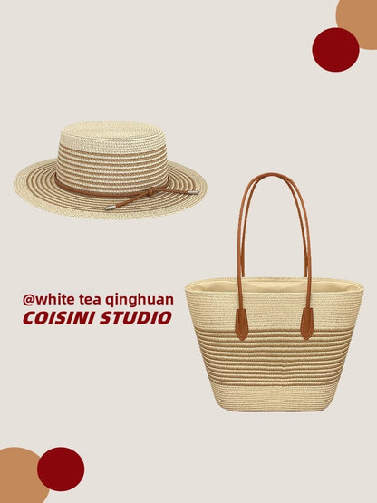 StrawSet – Kit Sac Cabas + Chapeau Paille Tressé Femme