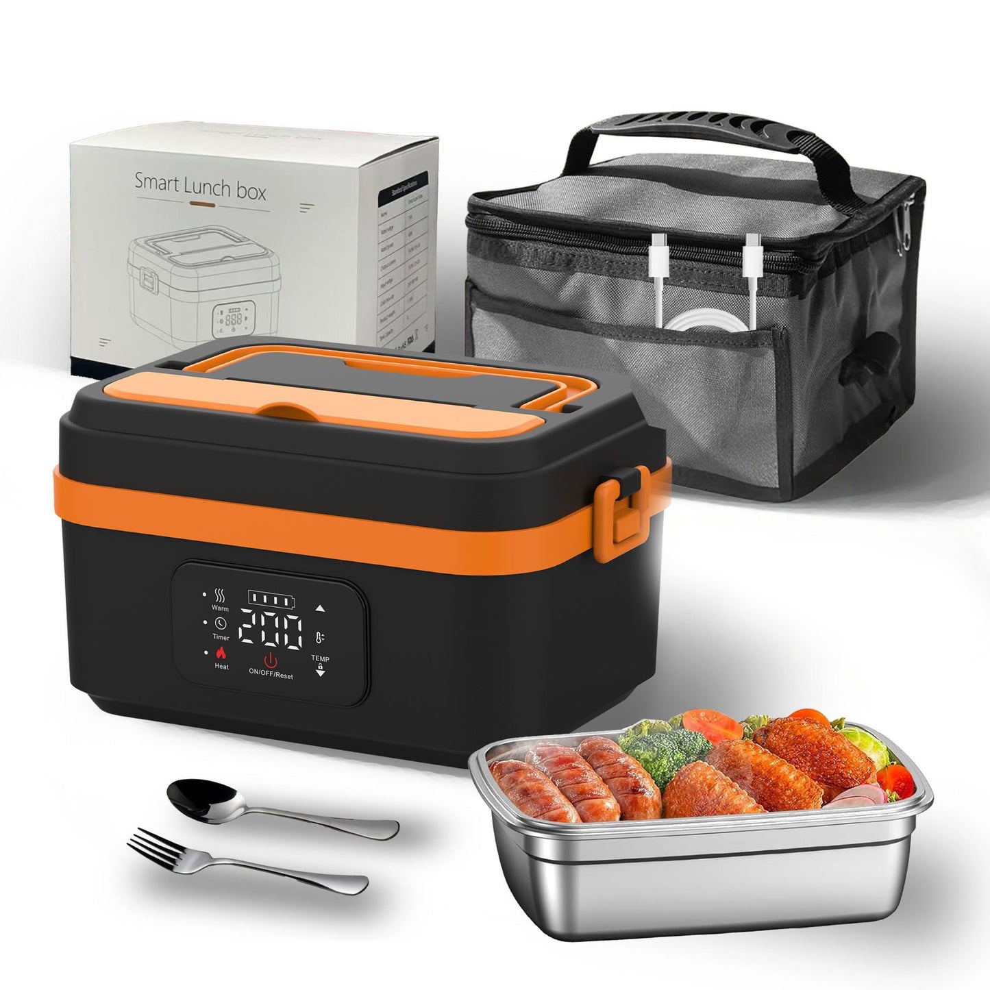 Lunch Box Chauffante Sans Fil Rechargeable — Inox 304 / 1L / USB-C / 60W