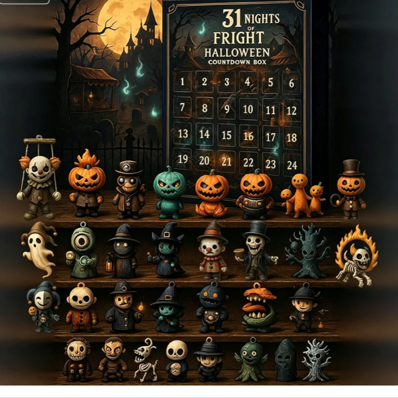 Calendrier de l’Avent Halloween — 31 Nuits / Figurines 3D PVC / Blind Box Surprise