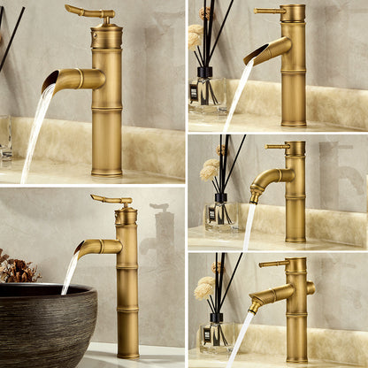 Robinet Salle de Bain Tout Cuivre Style Rétro Bambou – Mitigeur Chaud/Froid