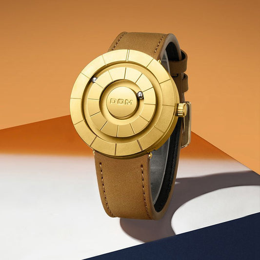 Montre DOM Billes Magnétiques — Cadran Sans Aiguilles / Quartz / Cuir Véritable