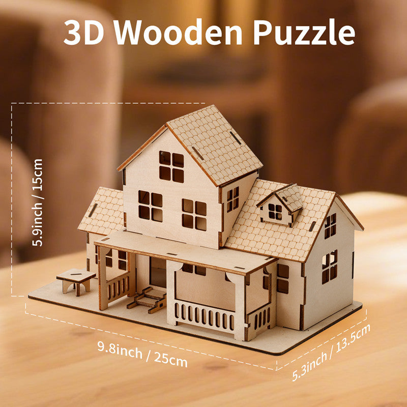 Puzzle 3D en Bois de Style Européen — Modèle Architectural À Assembler