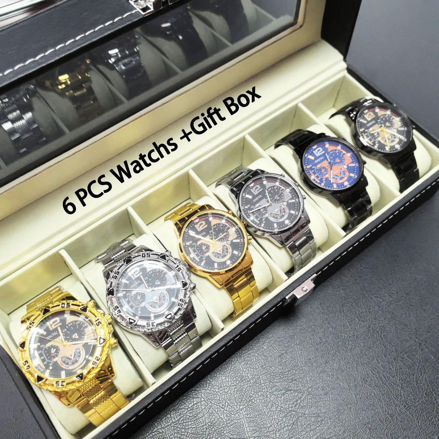 Coffret 6 Montres Homme Quartz Cadran Lumineux