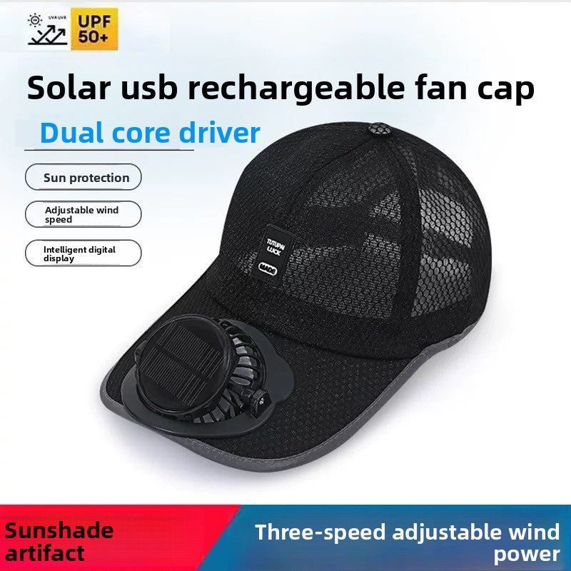 Casquette Ventilateur Solaire & Rechargeable USB