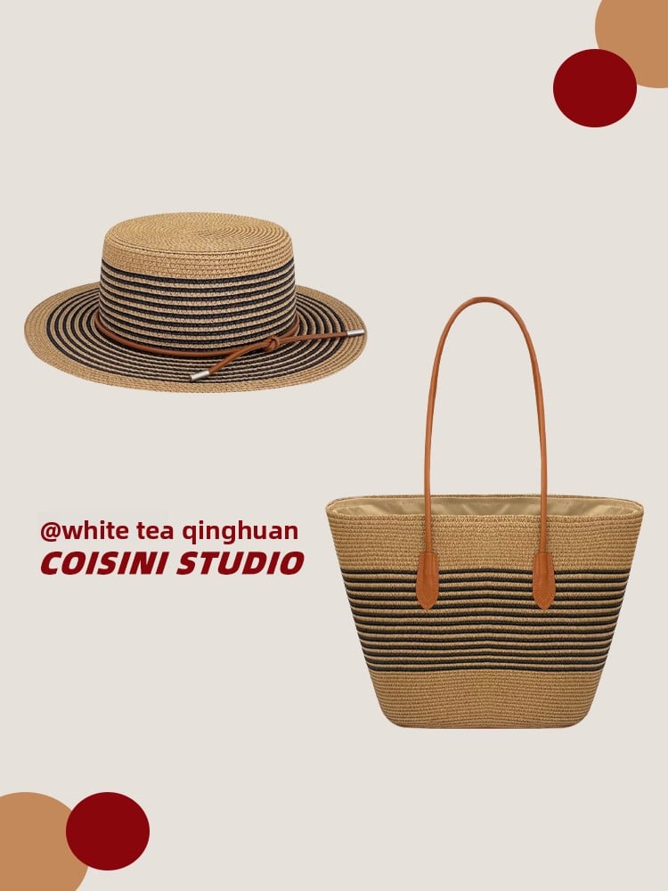 StrawSet – Kit Sac Cabas + Chapeau Paille Tressé Femme