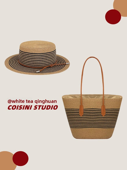 StrawSet – Kit Sac Cabas + Chapeau Paille Tressé Femme