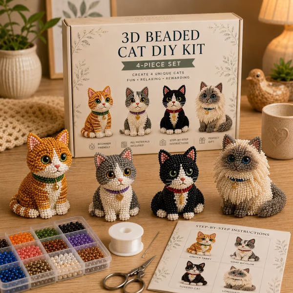 Kit DIY Figurines Animaux en Perles 3D — Chat / Ours Polaire / Thèmes Festifs