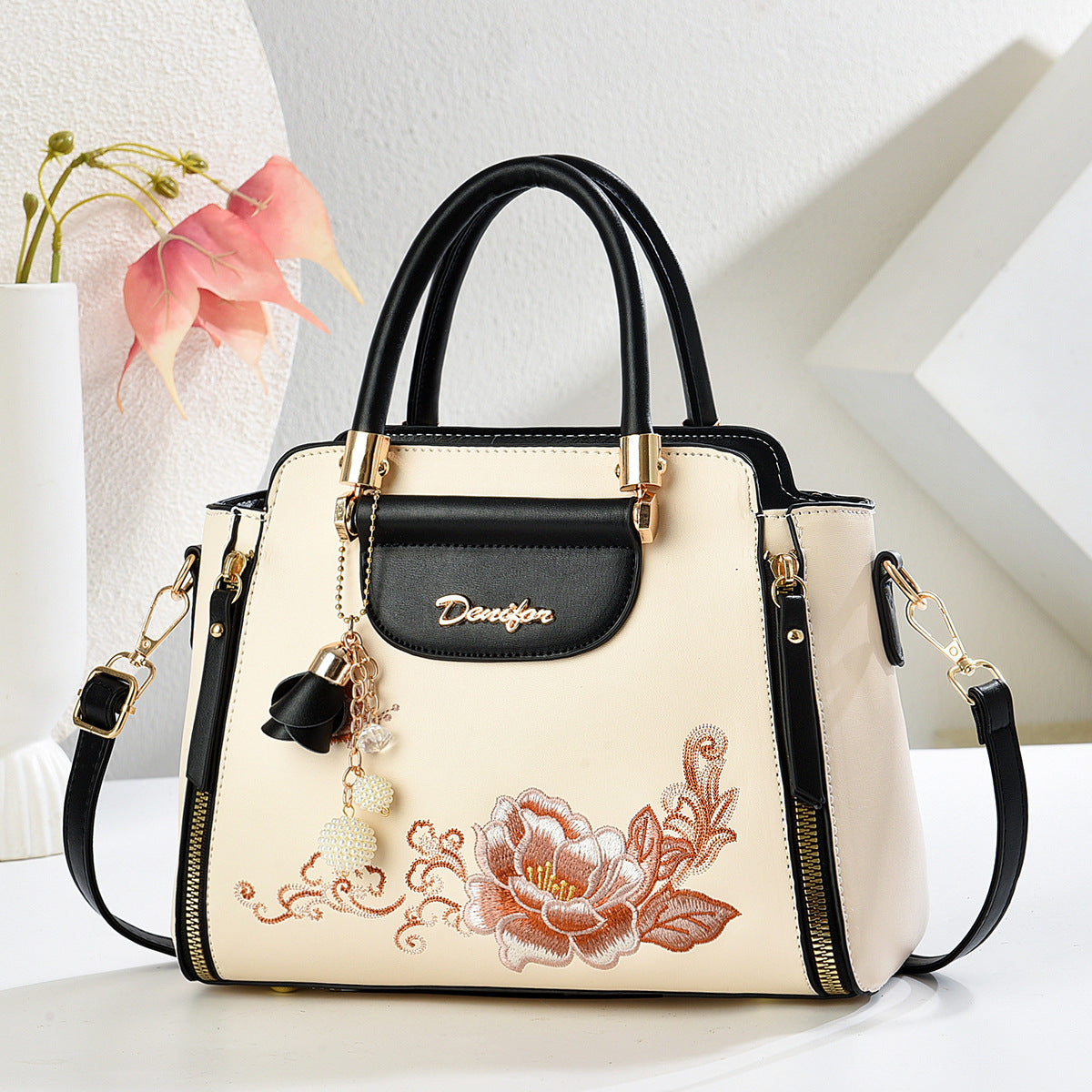 Sac À Main Brodé Style Chinois Bandoulière Réglable