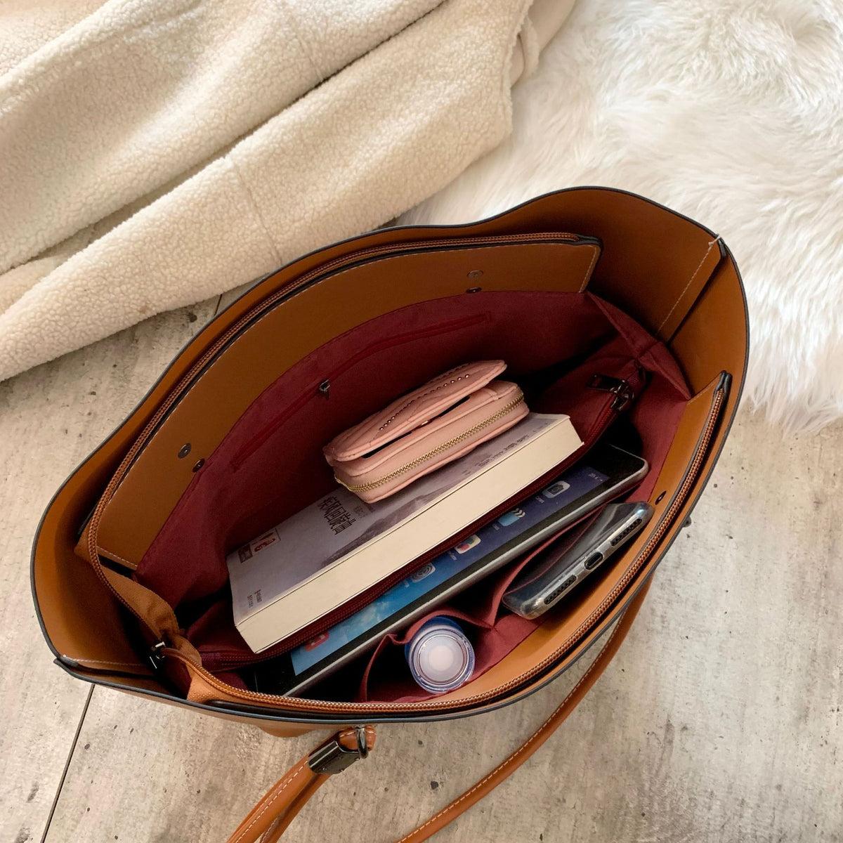 Tote Bag PU Souple Texturé — 3 Coloris