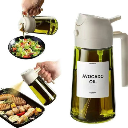 Flacon Vaporisateur d’Huile en Verre Anti-Lumière — 470ml / Pinceau Inclus