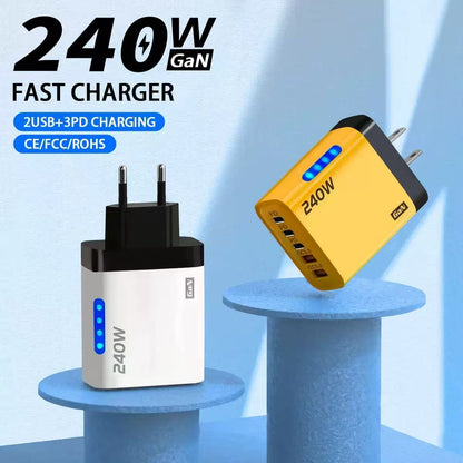Chargeur Multiport 240W — 3 USB-C PD + 2 USB-A / Indicateur LED