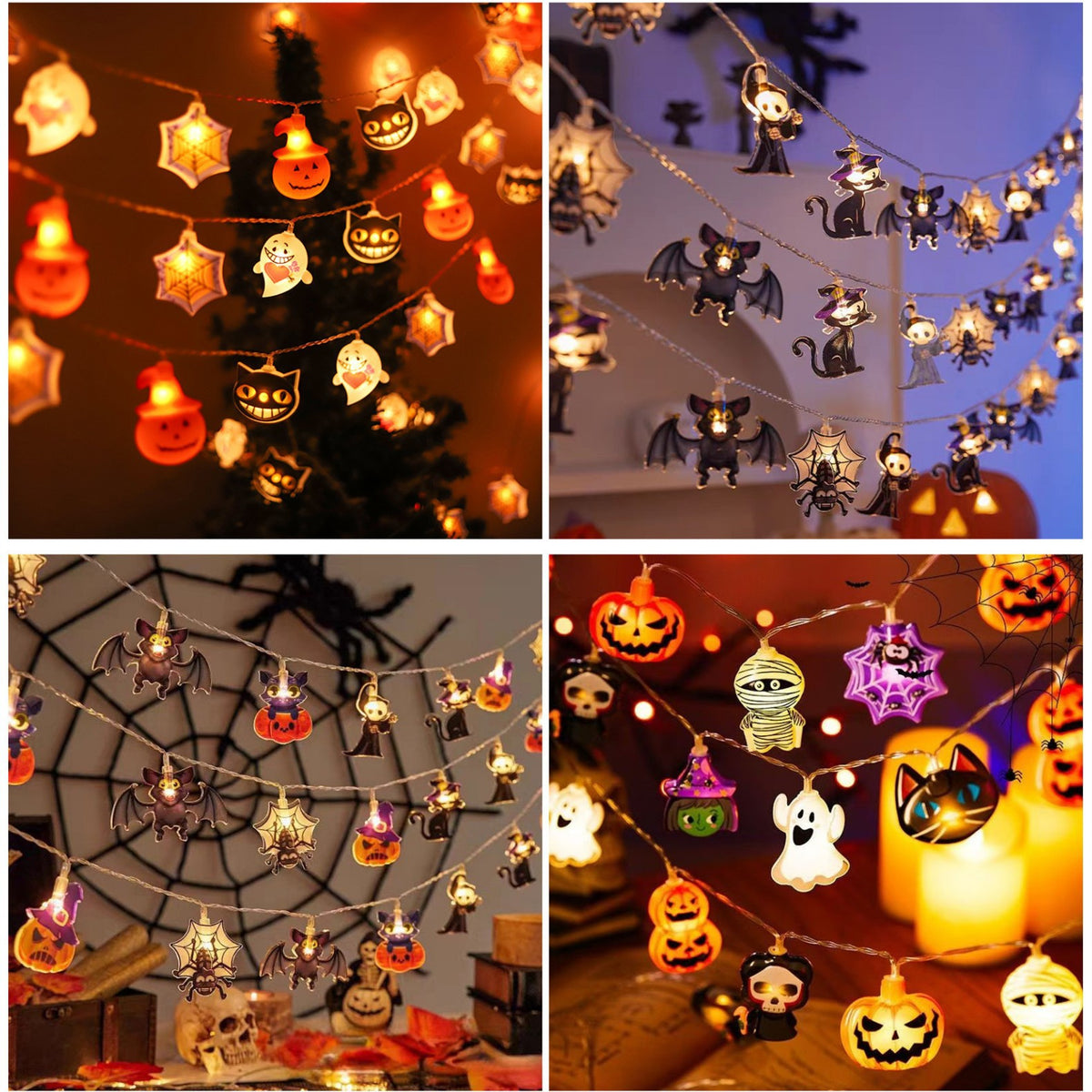 Guirlande LED Halloween — Citrouille / Fantôme / Araignée / 6M 40 Ampoules / Télécommande
