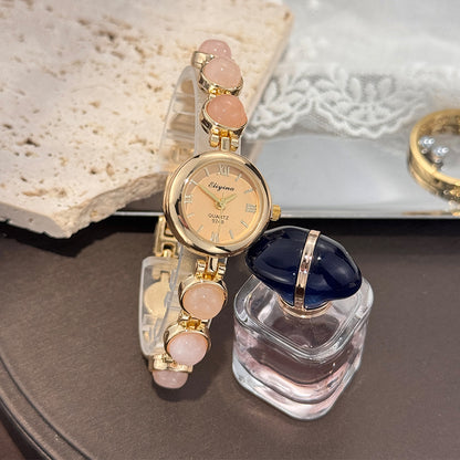 Montre Femme Vintage Quartz Bracelet Pierres Semi-Précieuses