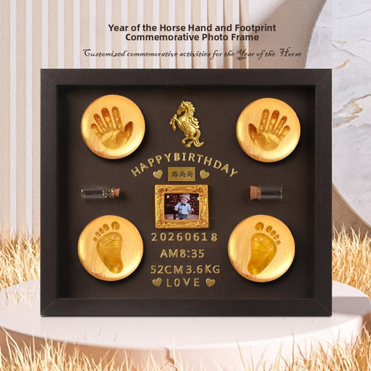 Kit Empreintes Mains & Pieds Bébé — Argile Non Toxique / Cadre 30 cm / Coffret Cadeau