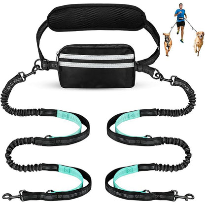 DuoLeash Pro – Laisse Double Chien Extensible + Sac Banane