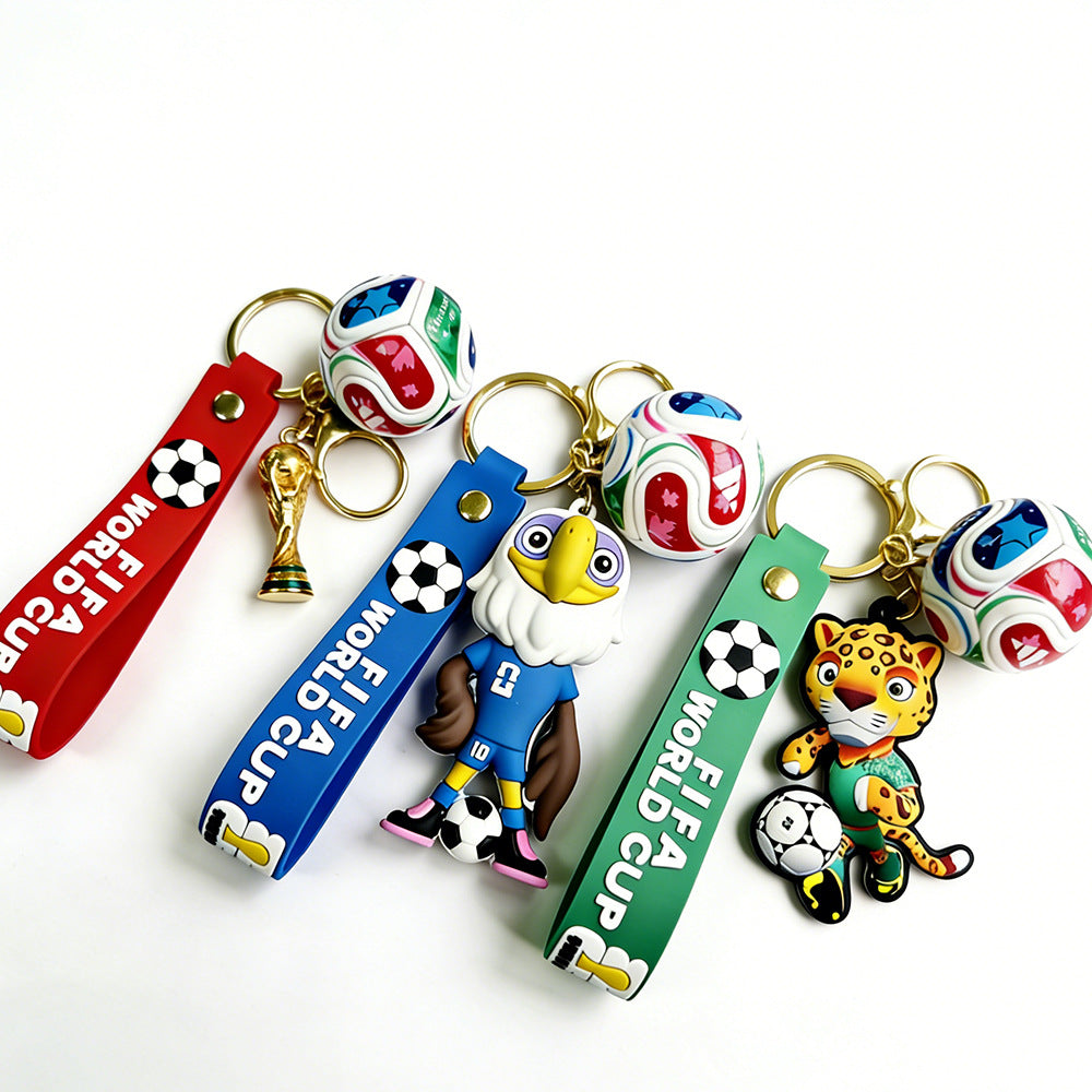 World Cup Mascot Keychain Football Trophy Pendant