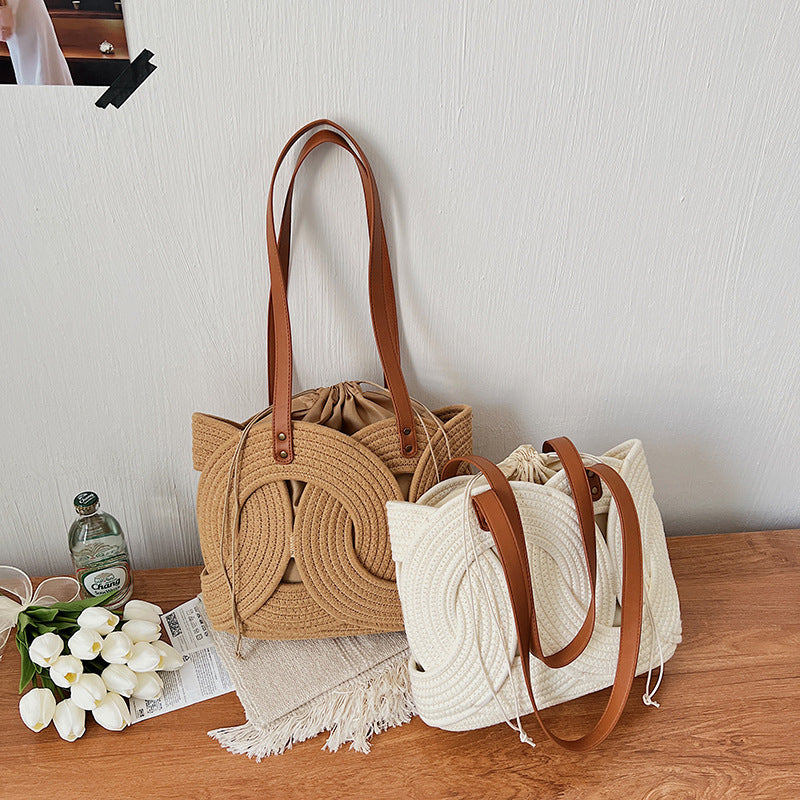 Sac Bandoulière Tressé Main Anneaux Ajourés