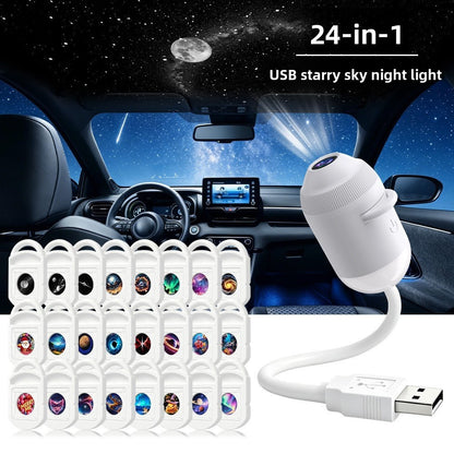 Veilleuse Projecteur LED Enfant — 24 Disques Images / Col de Cygne USB / Orientable