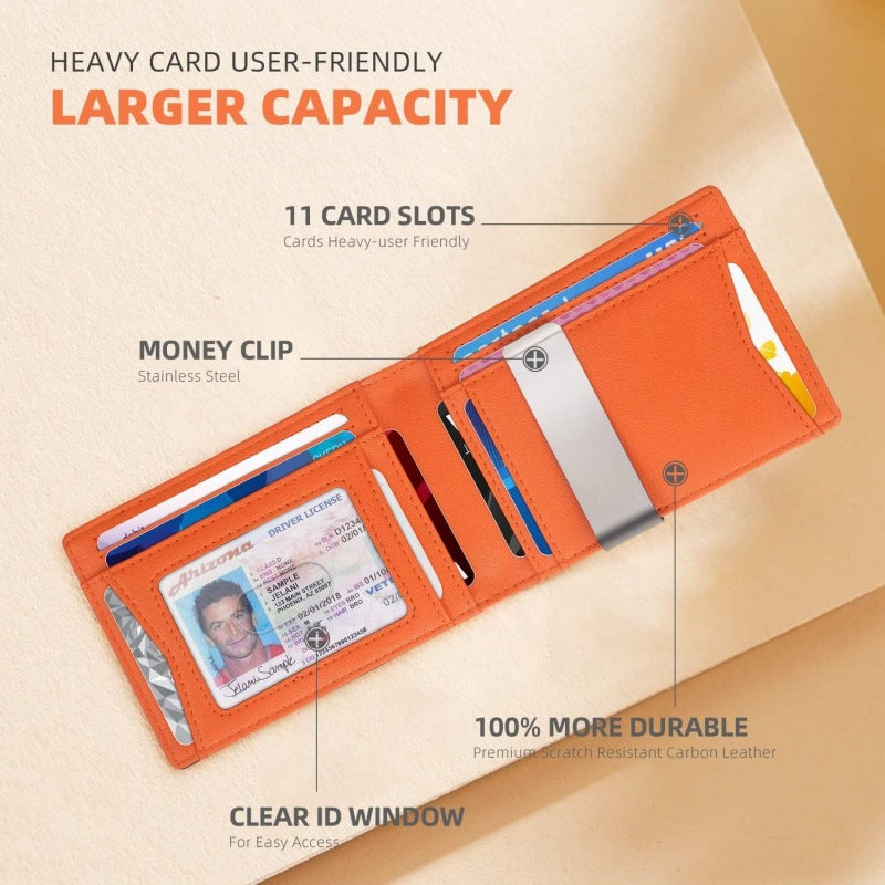 Portefeuille Bi-fold Anti-RFID Fibre de Carbone — Protection Cartes