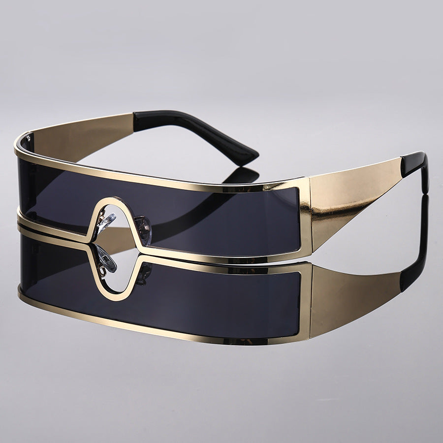 Lunettes de Soleil Punk Futuristes Monture Métal UV400 Coupe-Vent