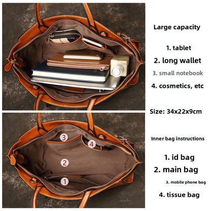 Sac Boston Rétro en Cuir Véritable Vachette