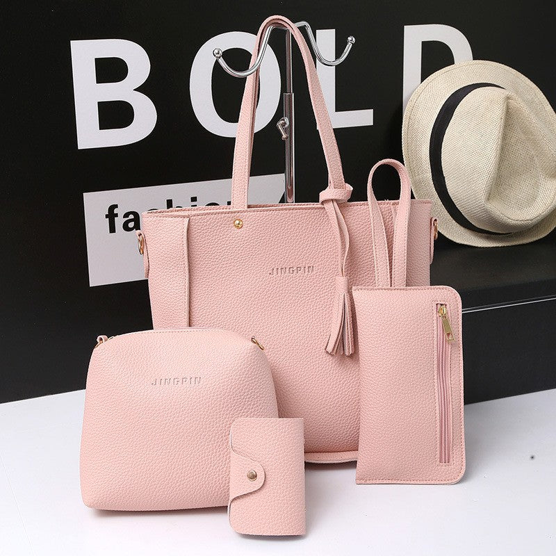 Ensemble Sac À Main Femme Texturé Litchi Style Rétro