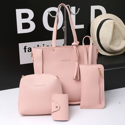 Ensemble Sac À Main Femme Texturé Litchi Style Rétro