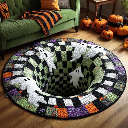 Tapis Rond Halloween Effet 3D — Imitation Cachemire 100×100 cm / 3 Motifs