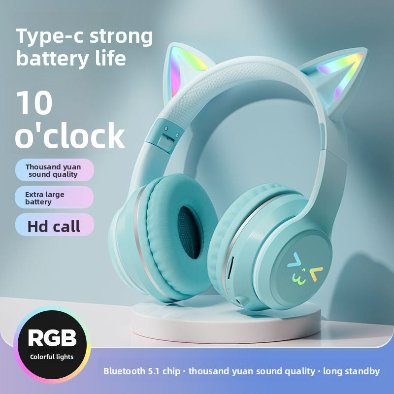 Casque Gaming Bluetooth Oreilles de Chat LED