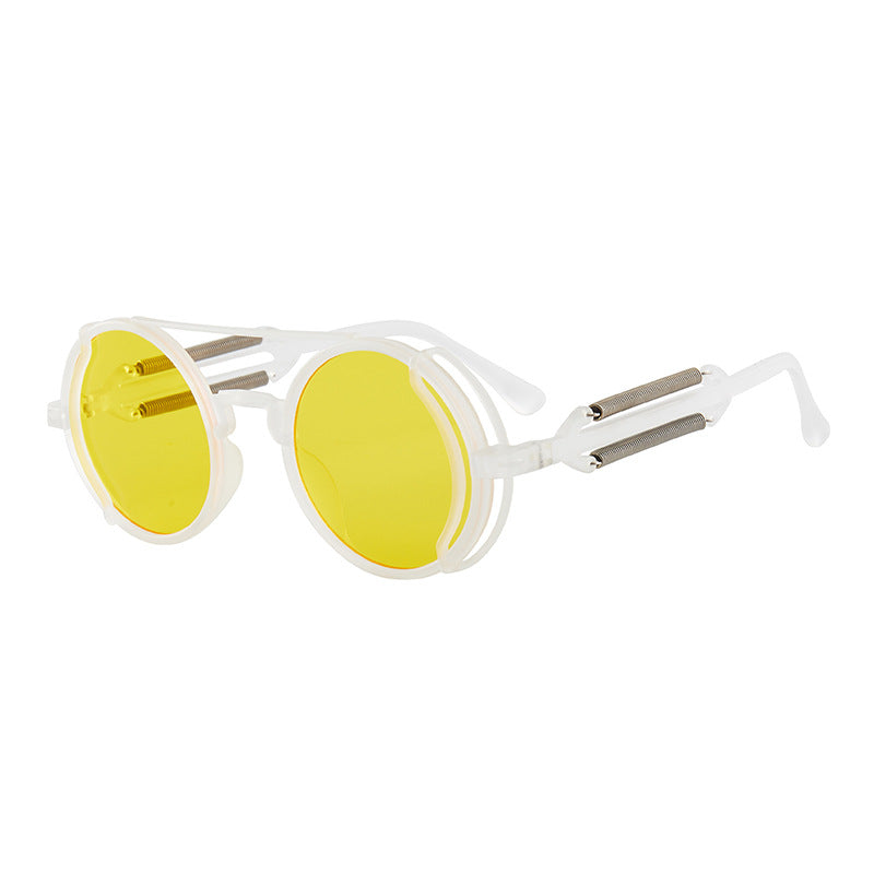 Lunettes de Soleil Rondes Cyberpunk Double Ressort UV400