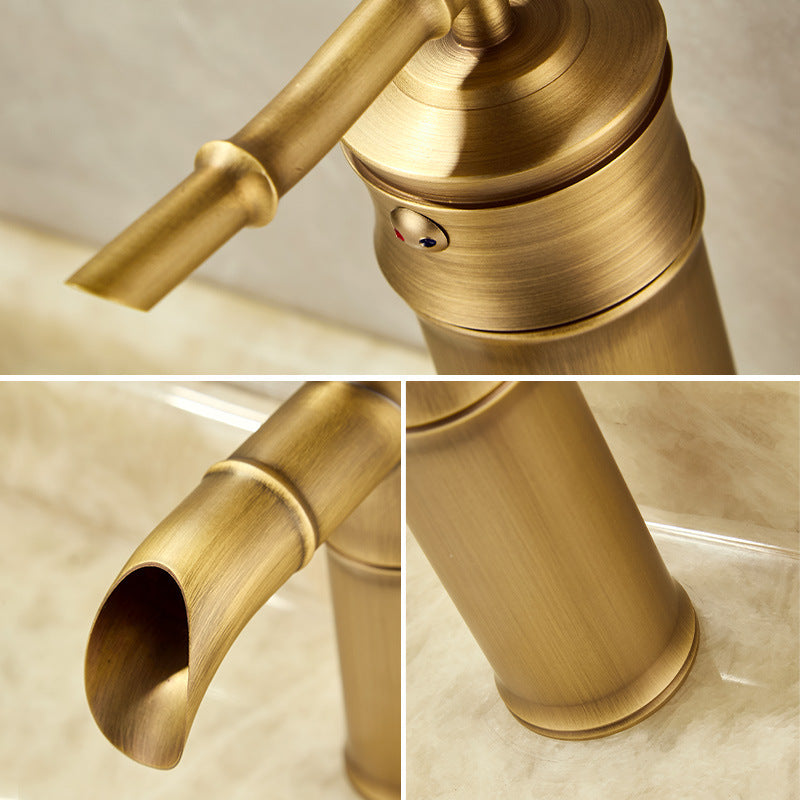 Robinet Salle de Bain Tout Cuivre Style Rétro Bambou – Mitigeur Chaud/Froid
