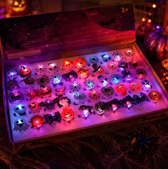 Bagues Lumineuses LED — Lot de 50 / Thème Noël ou Halloween / Soirées & Fêtes