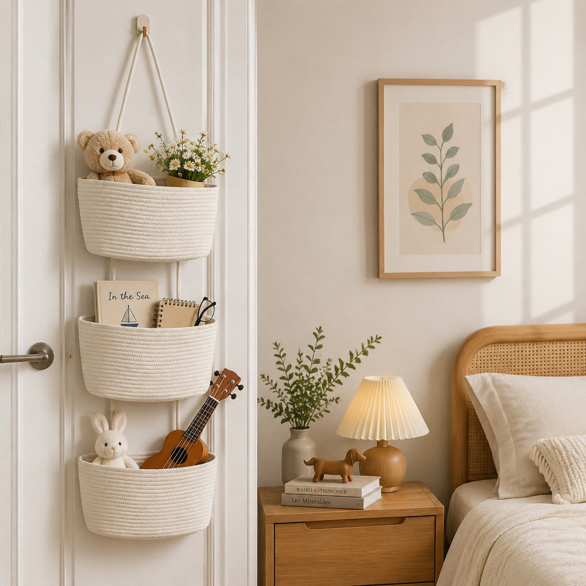 Panier Mural 3 Niveaux Corde Coton XXL — 4 Coloris