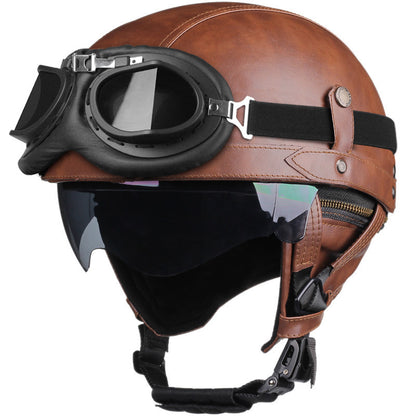 Retro Demi-Jet Motorhelm met Vizier