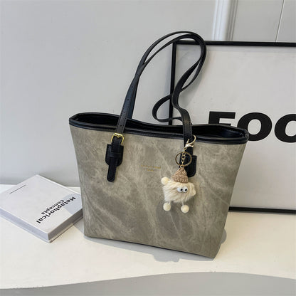 Tote Bag Marbré avec Peluche Mouton — 2 Coloris